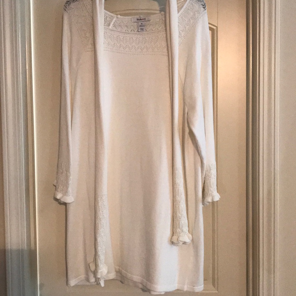 Style & Co Cream Sweater Dress with scarf  (XL)